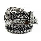 Black Strap With Black & Diamond White Studded Rhinestone BB Belt