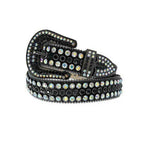 Black Strap With Black & Multi Color Studded Rhinestone Belt