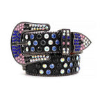 Black Skull Strap With Multi Studded Rhinestone Belt
