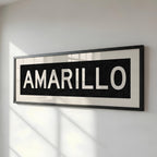 Framed Amarillo Bus Scroll Sign