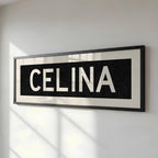 Framed Celina Bus Scroll Sign