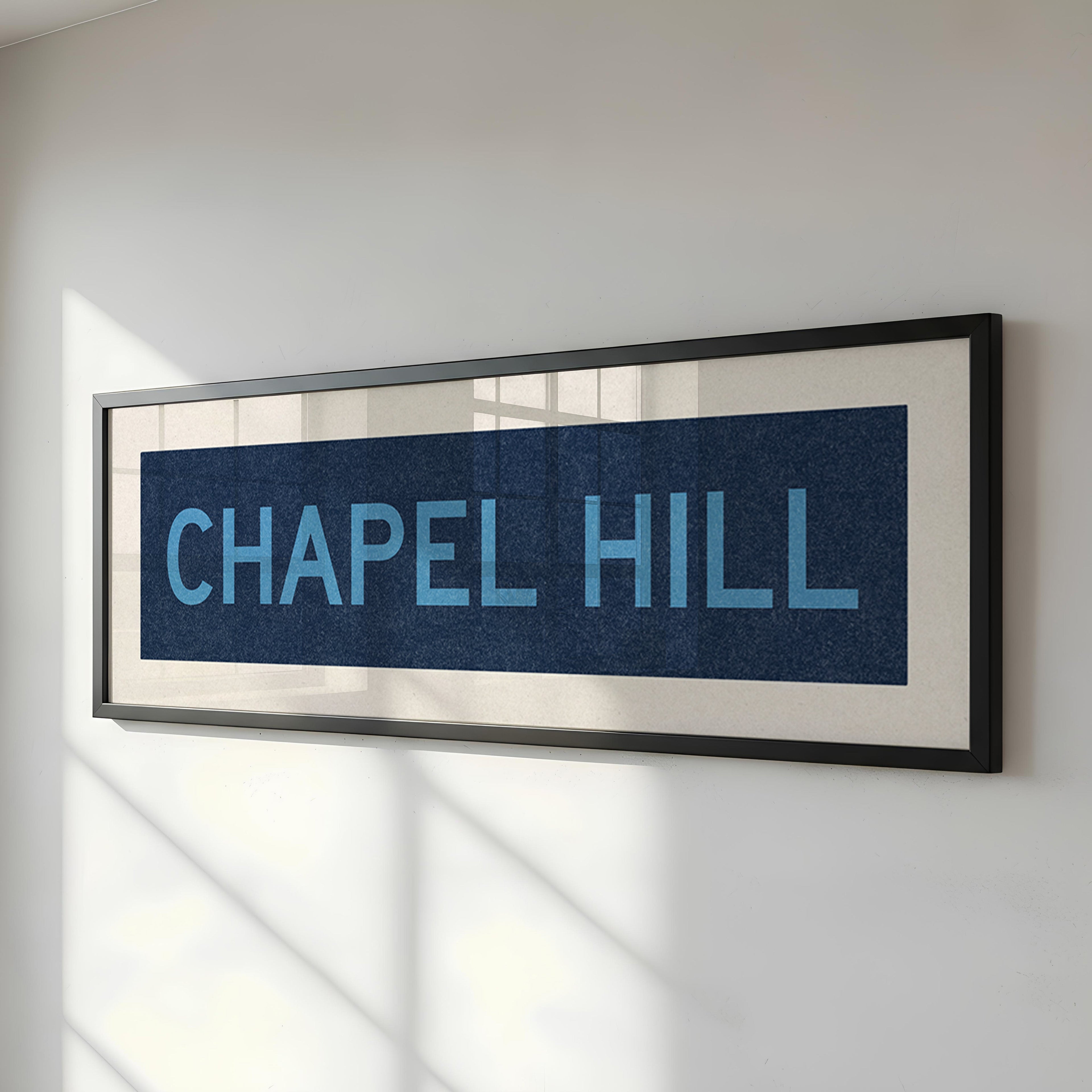 Framed Chapel Hill Blue Bus Scroll