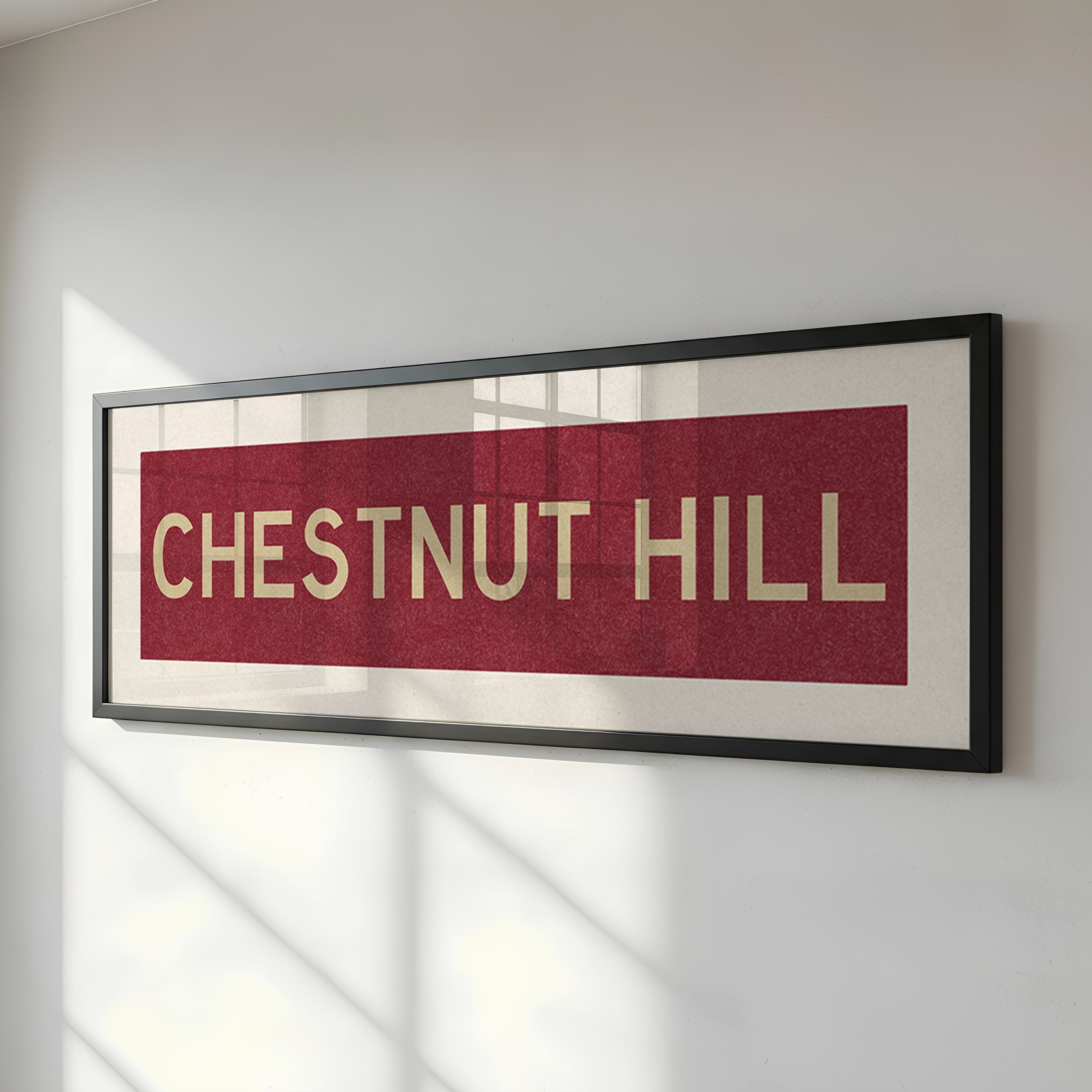 Framed Chestnut Hill Cardinal and Gold Bus Scroll