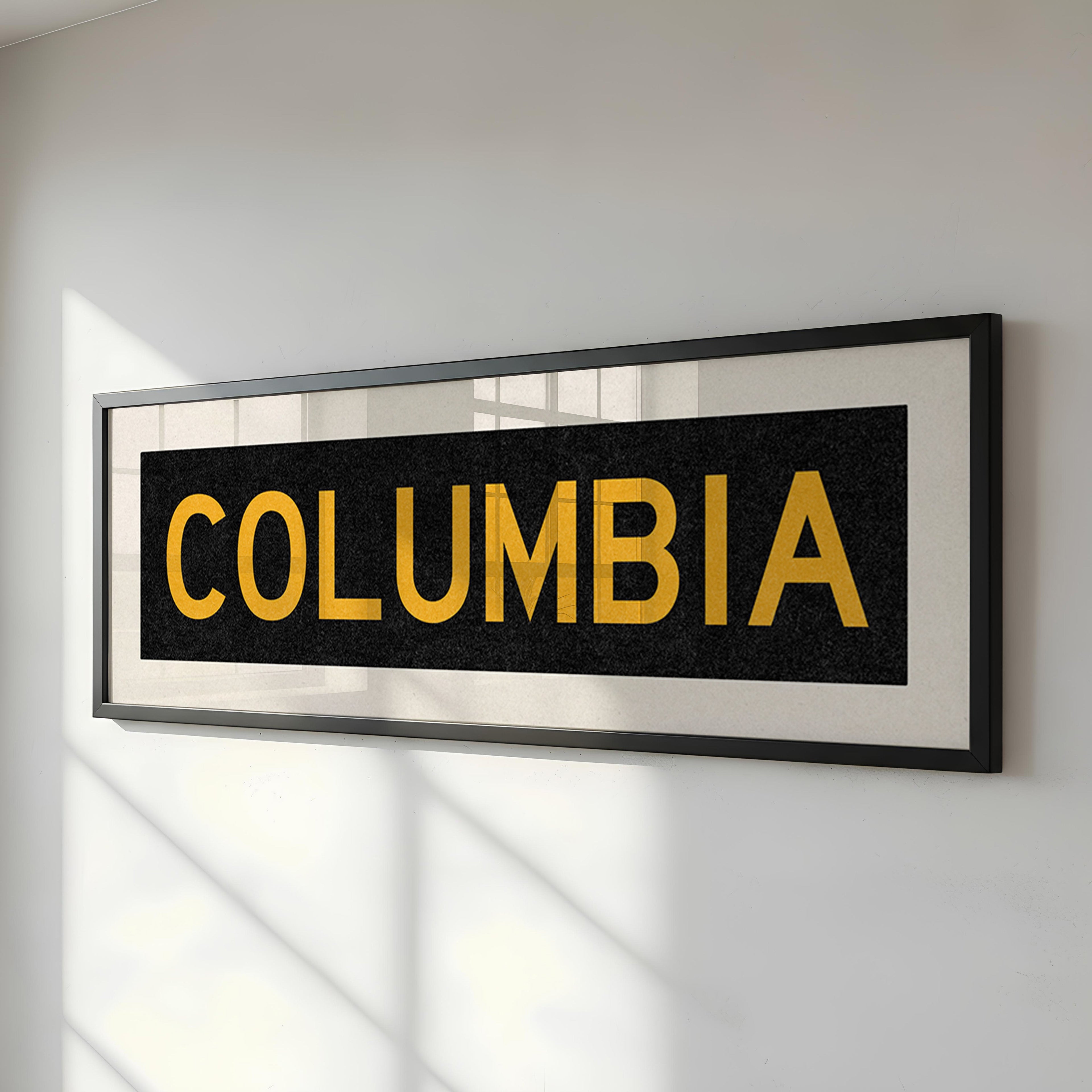 Framed Columbia Black and Gold Bus Scroll