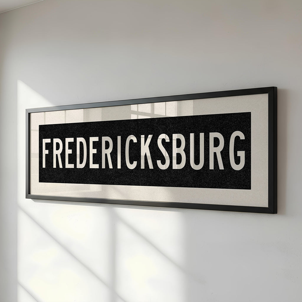 Framed Fredericksburg Bus Scroll Sign