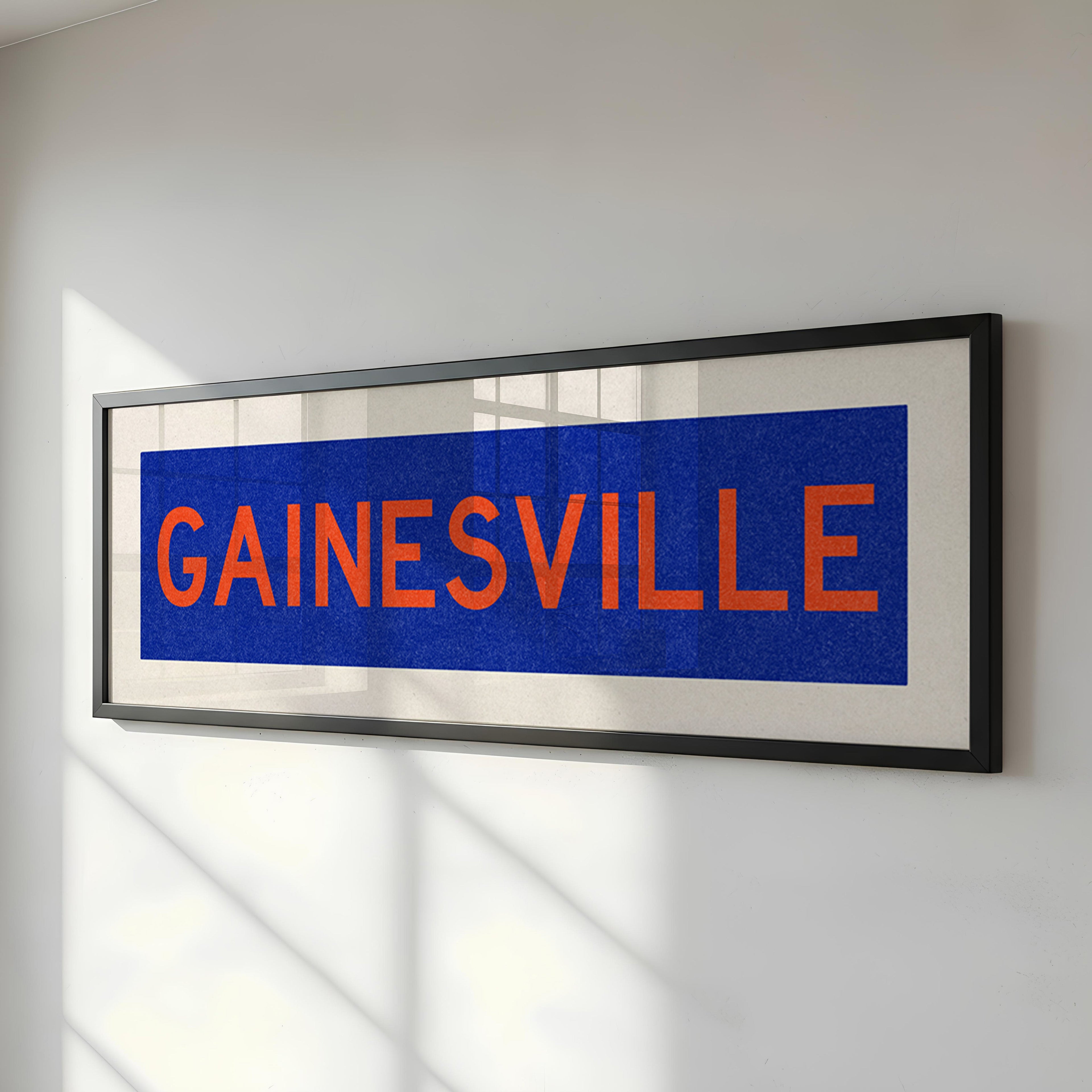 Framed Gainesville Blue Bus Scroll