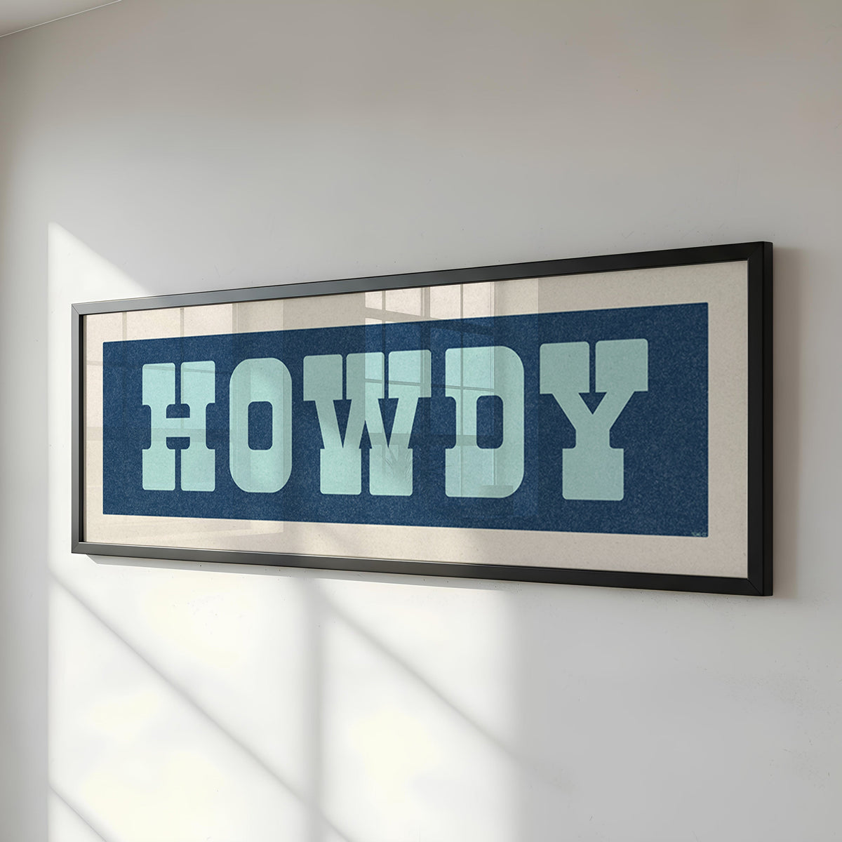 Framed HOWDY Sign Blue & Aqua Art Print