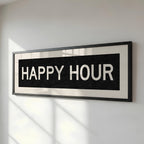Framed Happy Hour Bus Scroll Sign