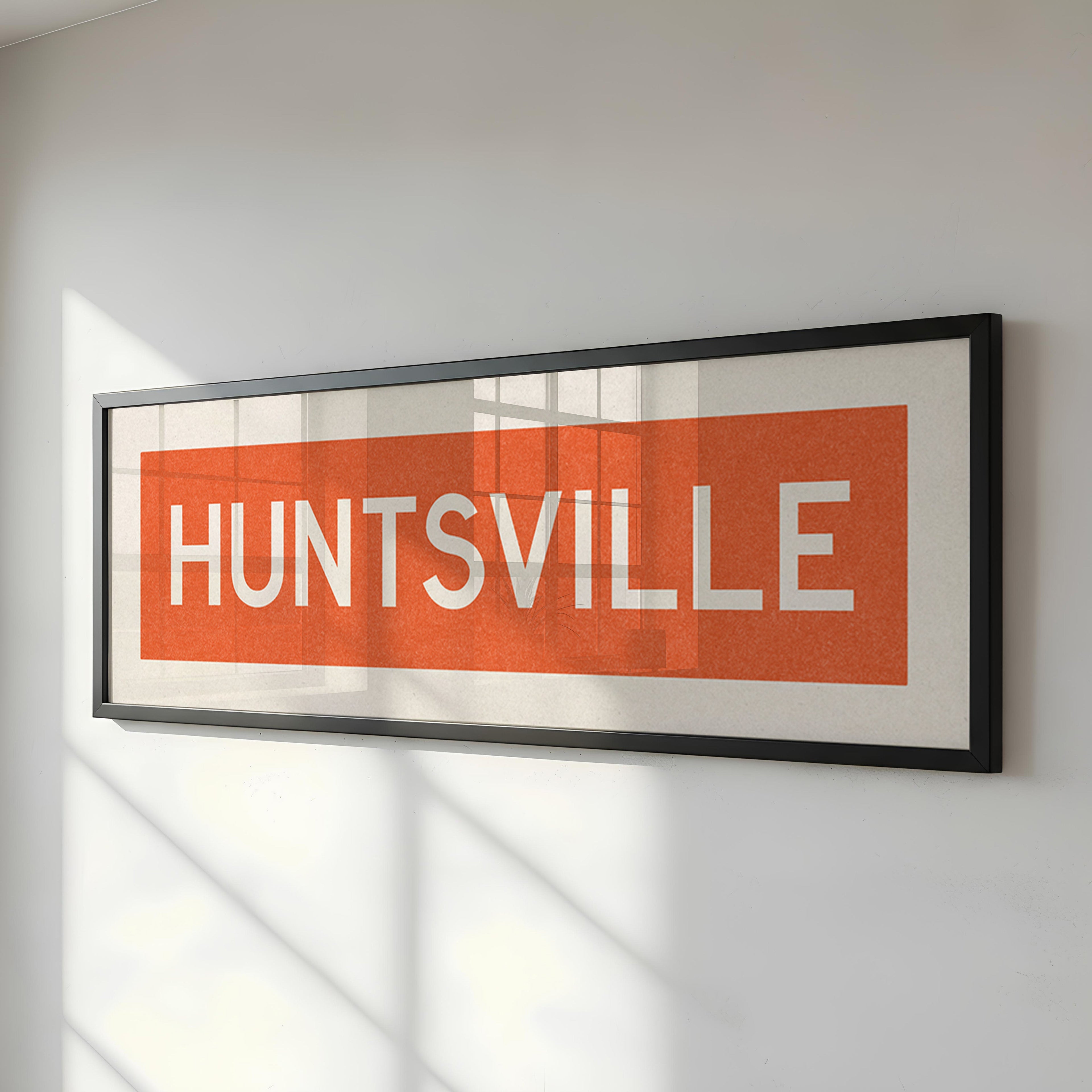 Framed Huntsville Orange and White Bus Scroll