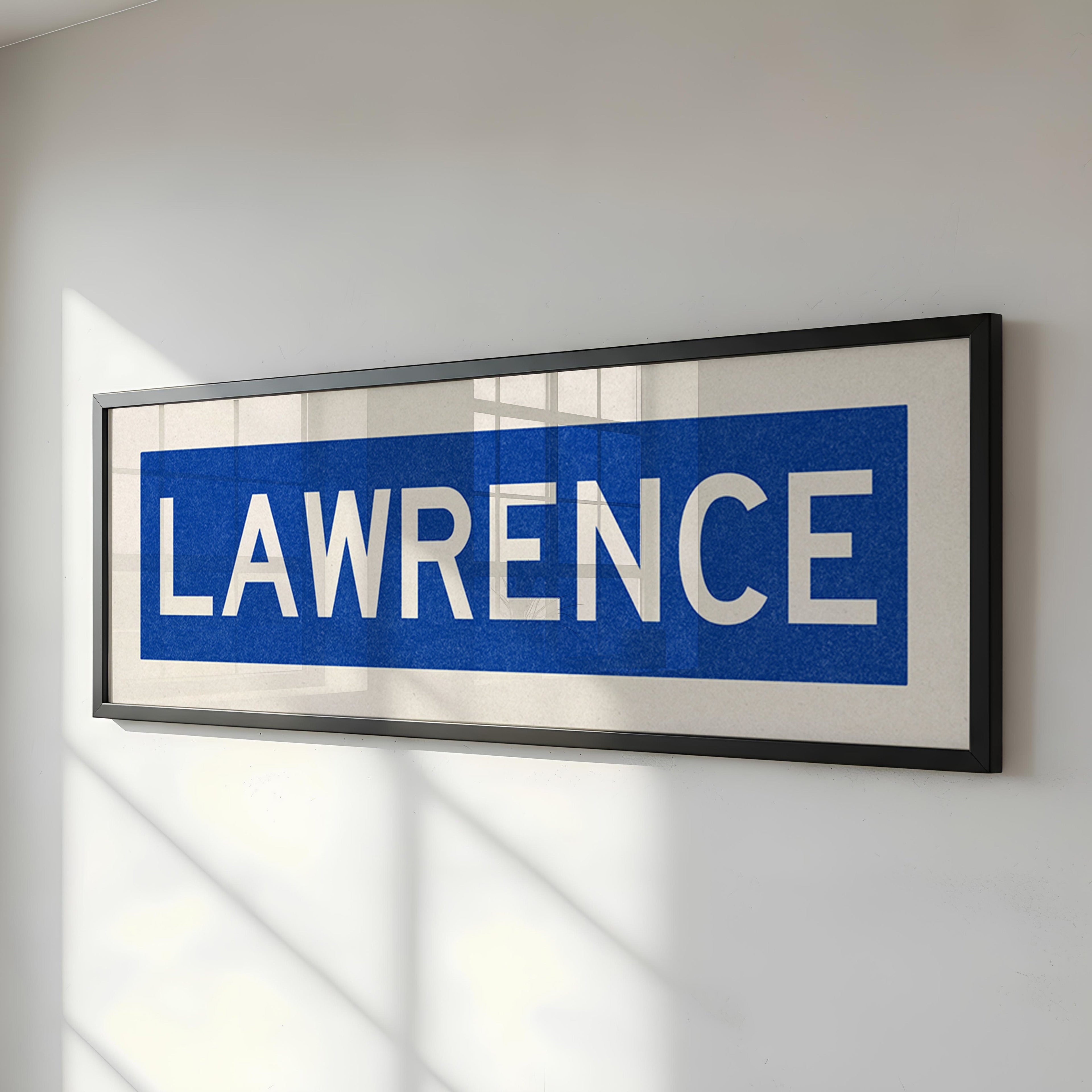 Framed Lawrence Blue Bus Scroll