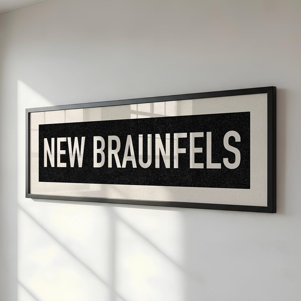 Framed New Braunfels Bus Scroll Sign