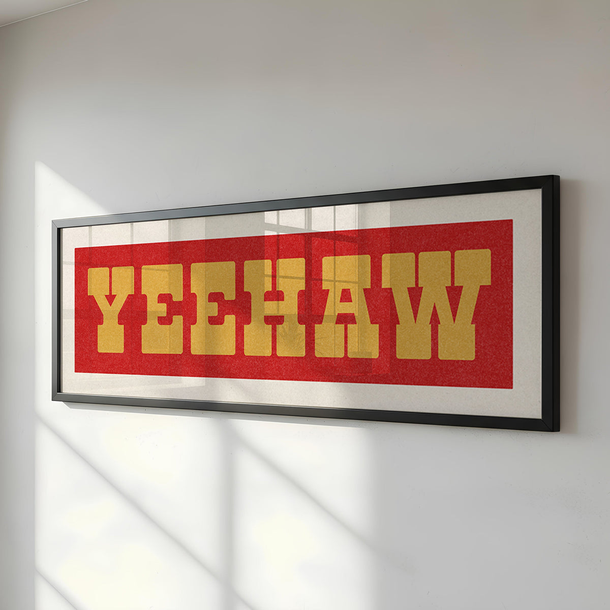 Framed YEEHAW Sign Red & Gold Art Print