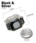 Vittorio Vico Large Rectangular Diamond Flanked Colorstone Crystal Cufflinks: CL 74XX Series