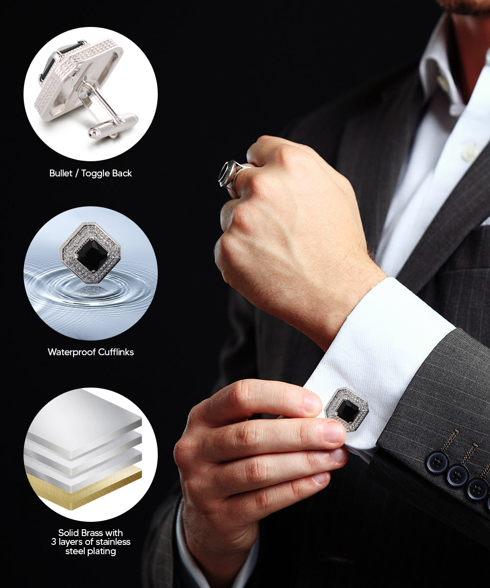 Large Square Crystal Diamond Cufflinks CL71XX
