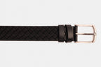 The Turan Black Woven Leather Belt