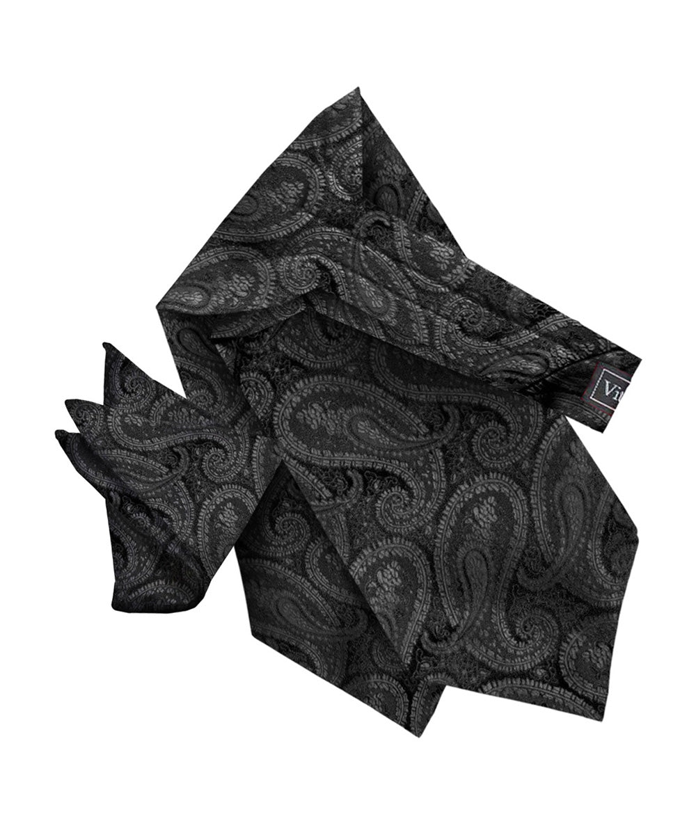 Vittorio Farina Men's Woven Paisley Ascot & Pocket Square