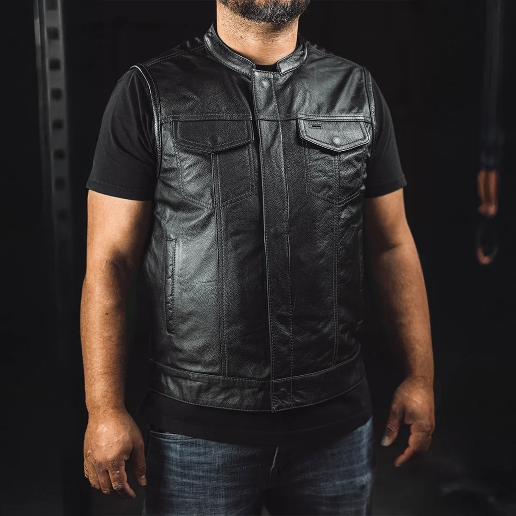 Blaster Men's Leather Motorcycle Vest