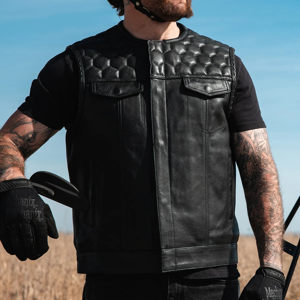Hornet Men's Club Style Leather Vest