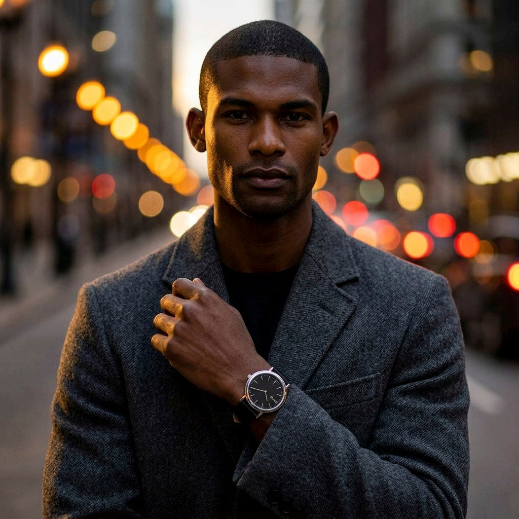 Arvo Black Time Sawyer Watch - Black Leather