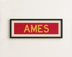 Framed Ames Red and Gold Bus Scroll