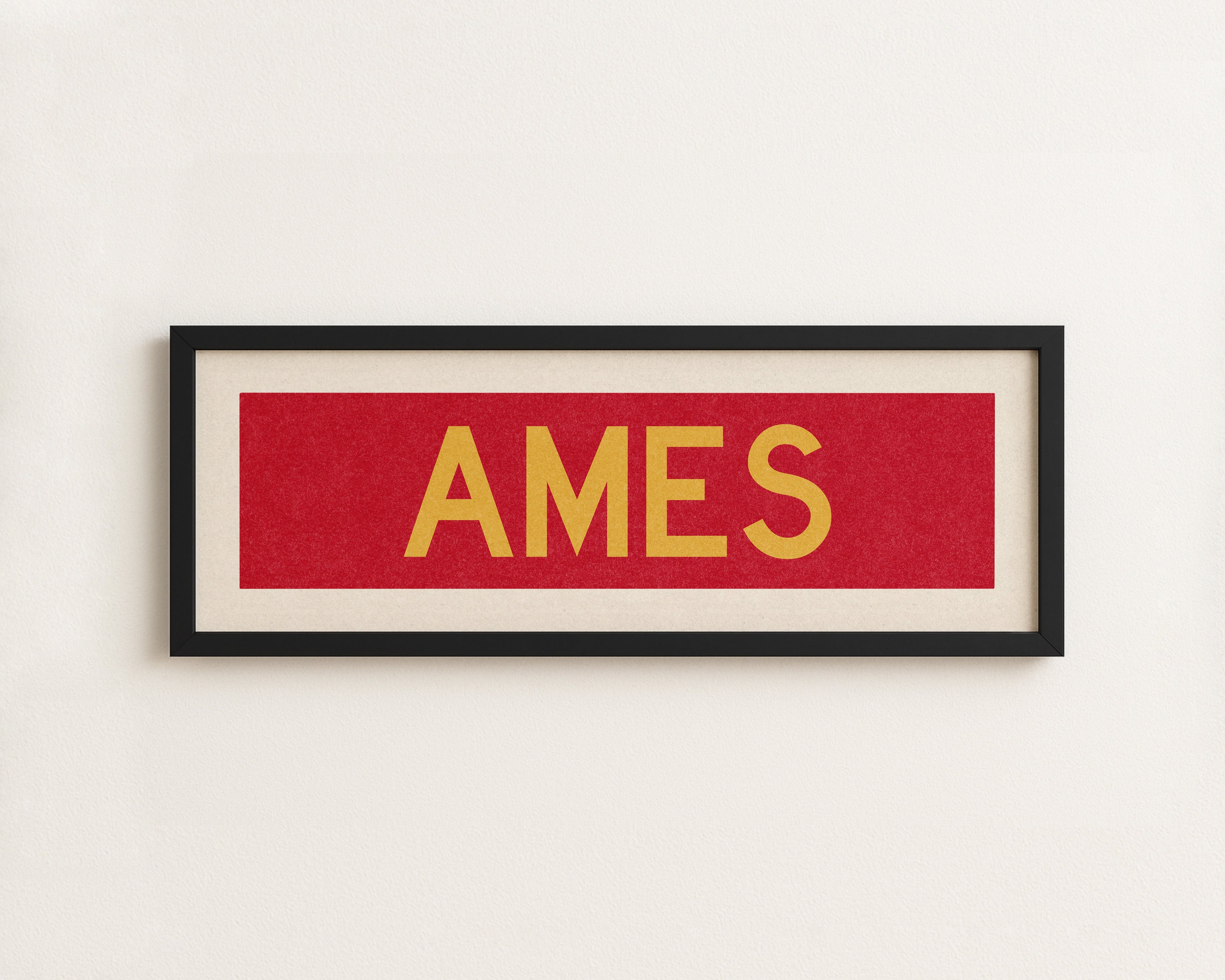 Framed Ames Red and Gold Bus Scroll
