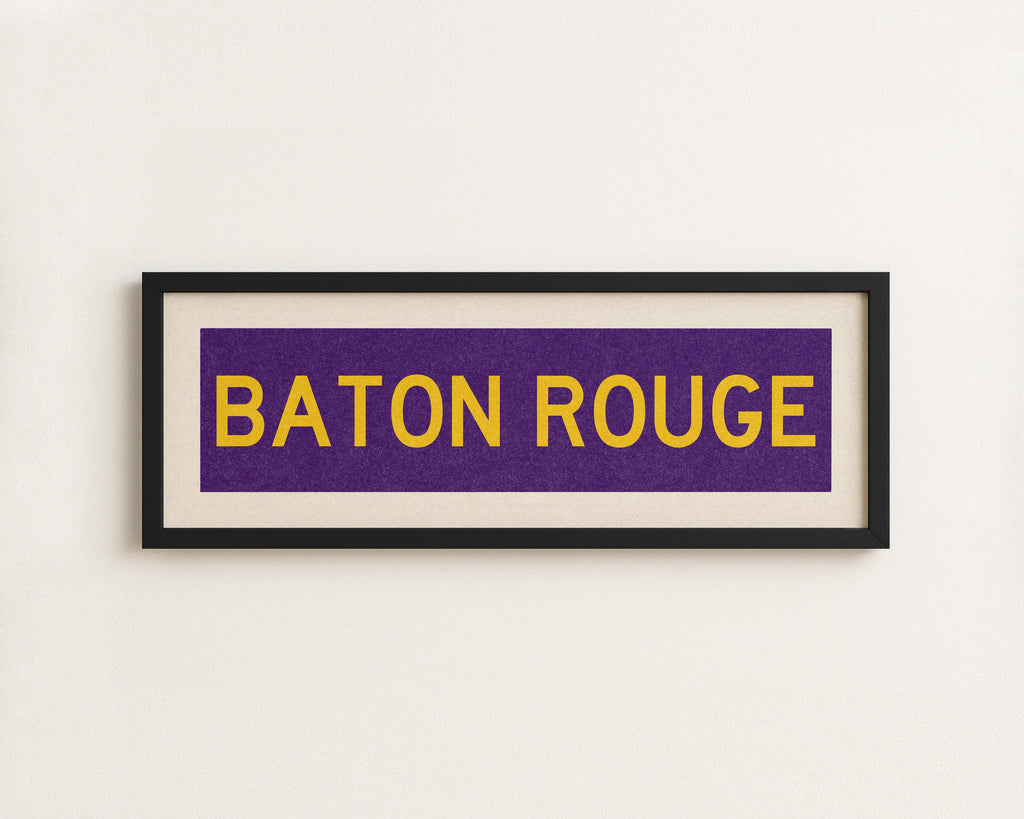 Framed Baton Rouge Purple Bus Scroll