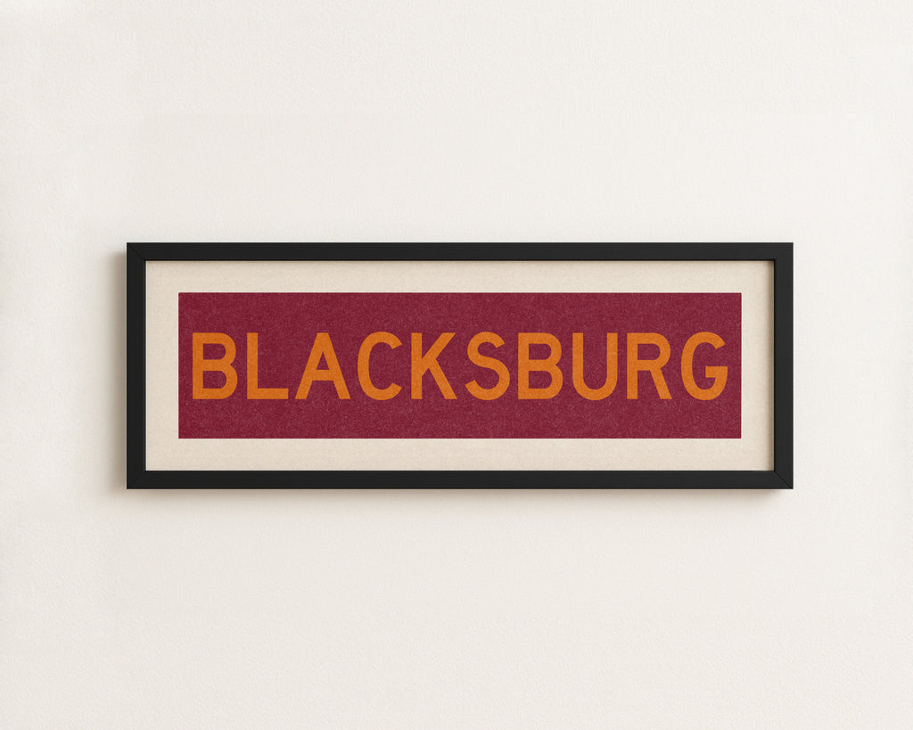 Framed Blacksburg Maroon Bus Scroll