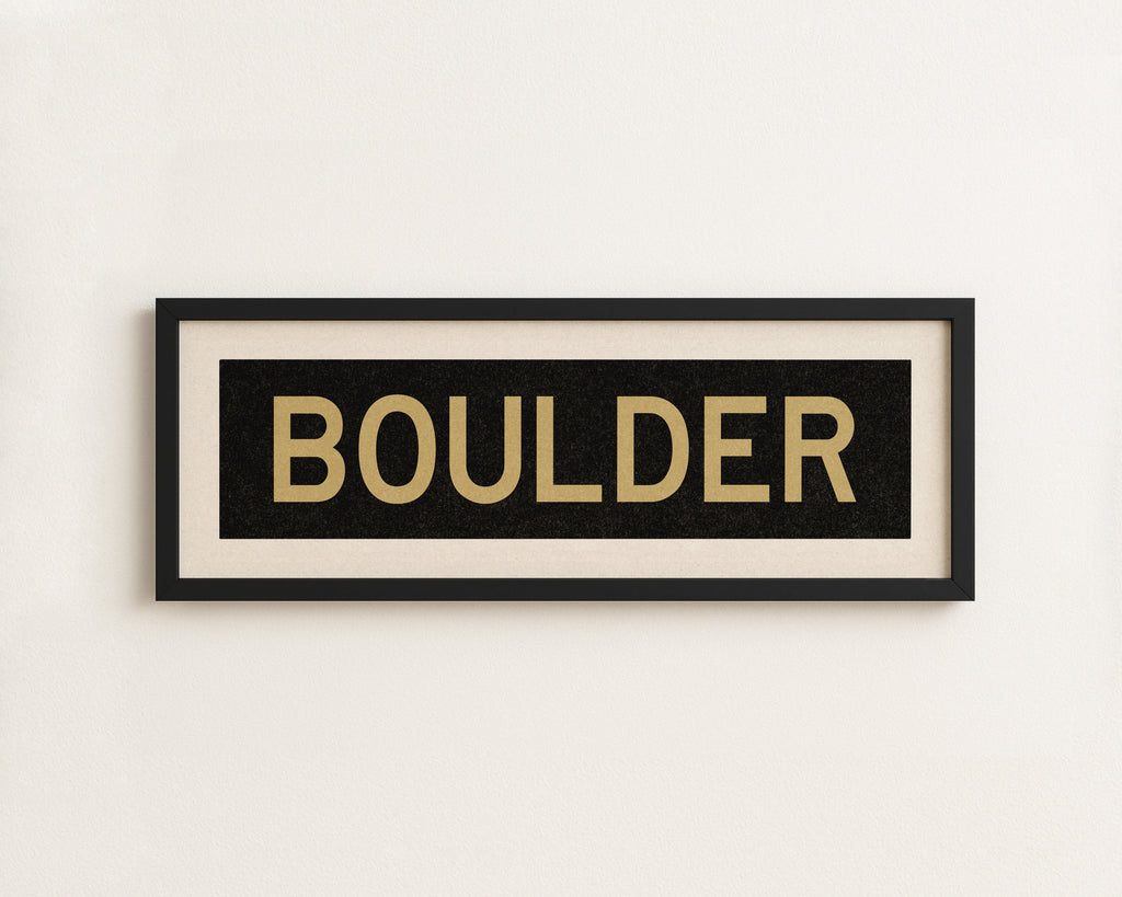 Framed Boulder Black and Gold Bus Scroll