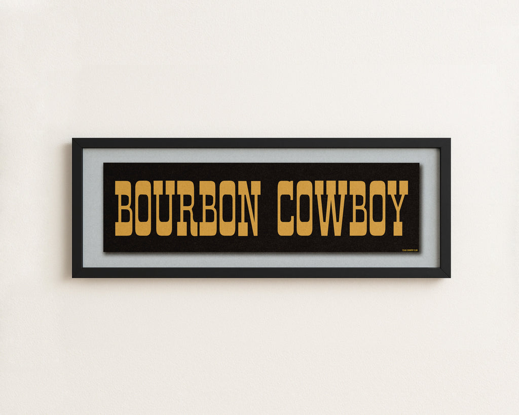 Framed Bourbon Cowboy Black Vintage Bumper Sticker Art Print