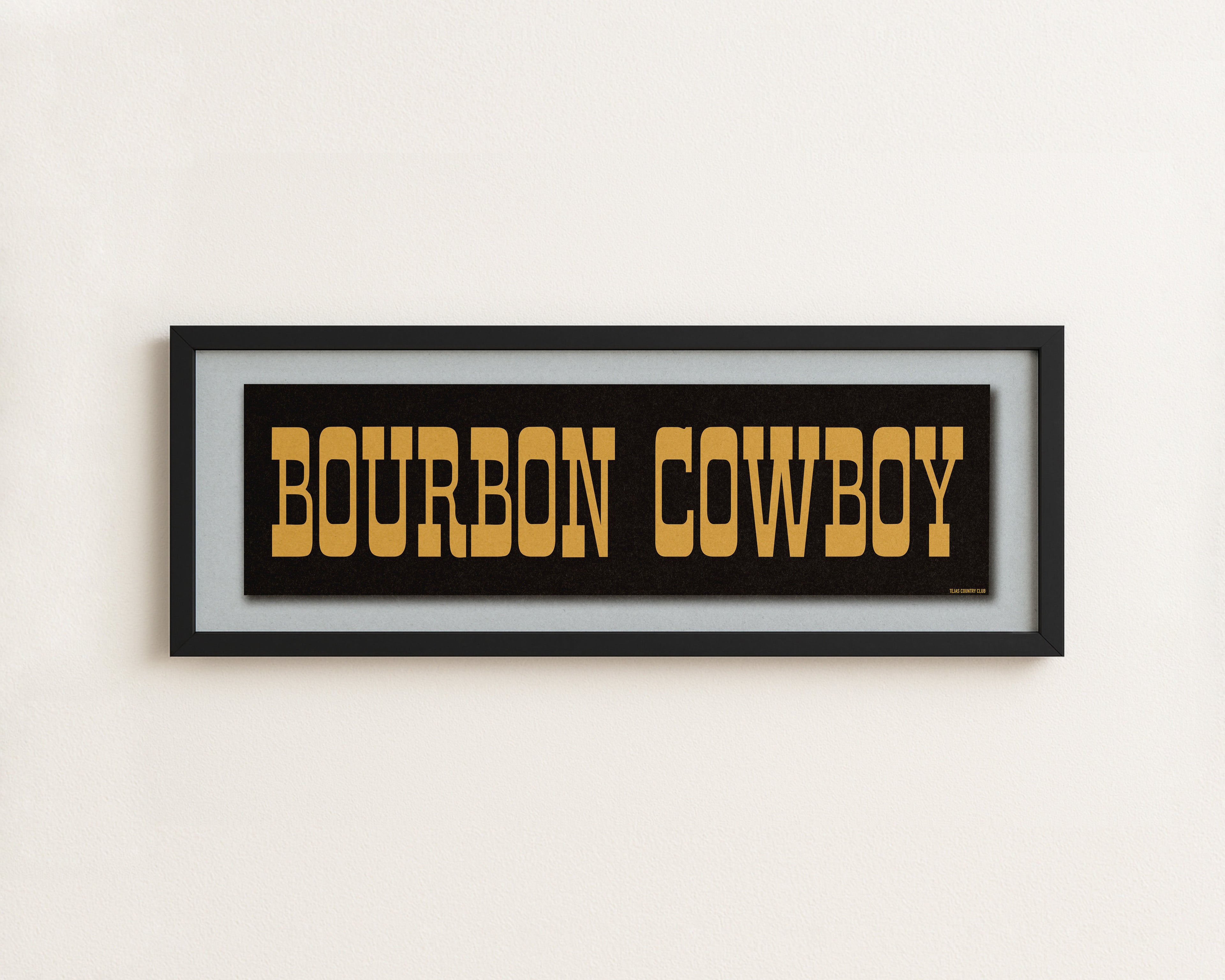 Framed Bourbon Cowboy Black Vintage Bumper Sticker Art Print