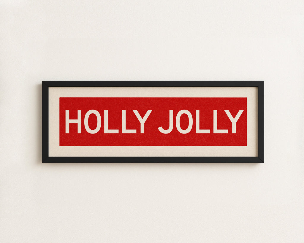 Framed Holly Jolly Red Christmas Art Print