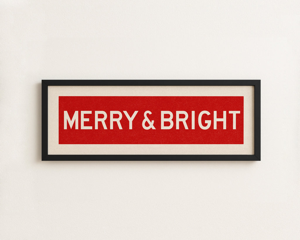 Framed Merry & Bright Red Christmas Art Print