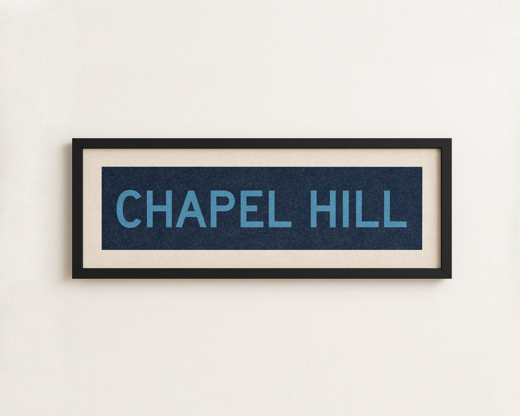 Framed Chapel Hill Blue Bus Scroll