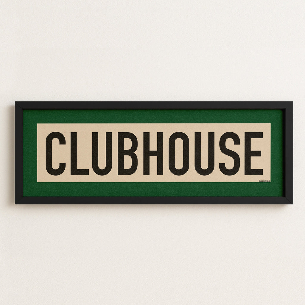 Framed Clubhouse Golf Art Scroll Sign