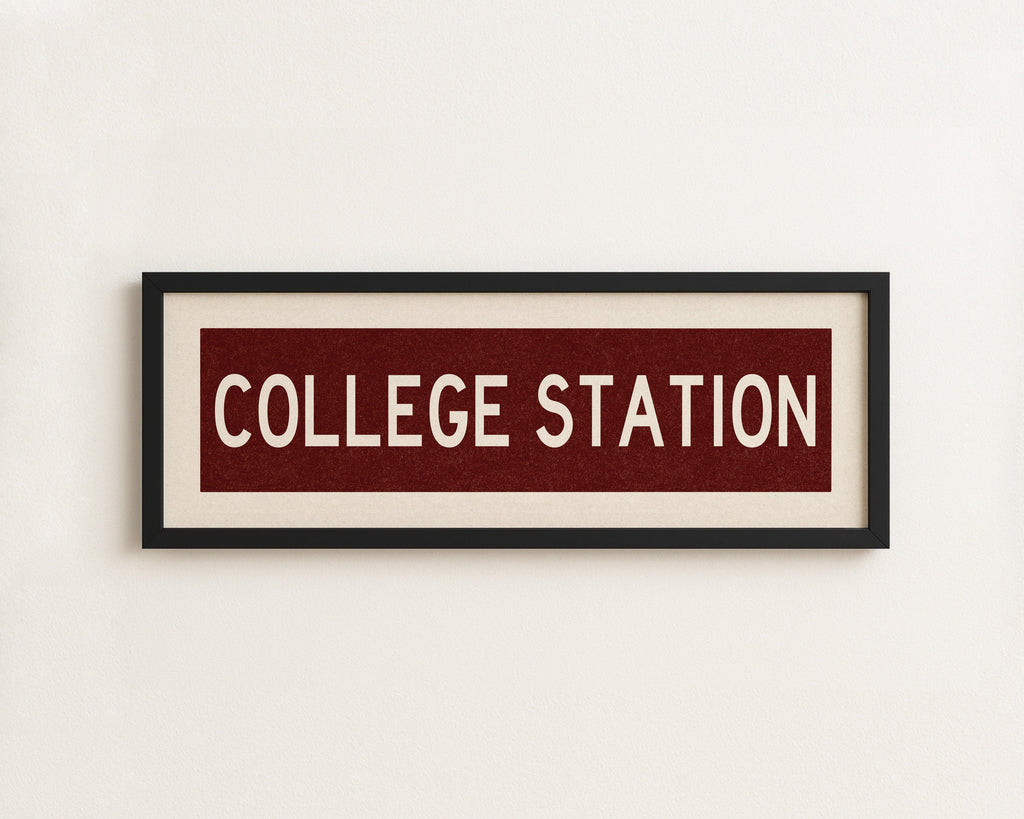 Framed College Station Maroon Bus Scroll