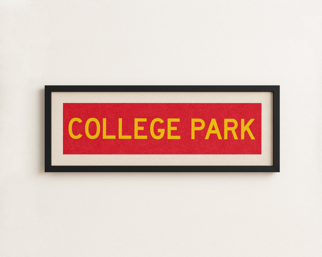 Framed College Park Red and Gold Bus Scroll