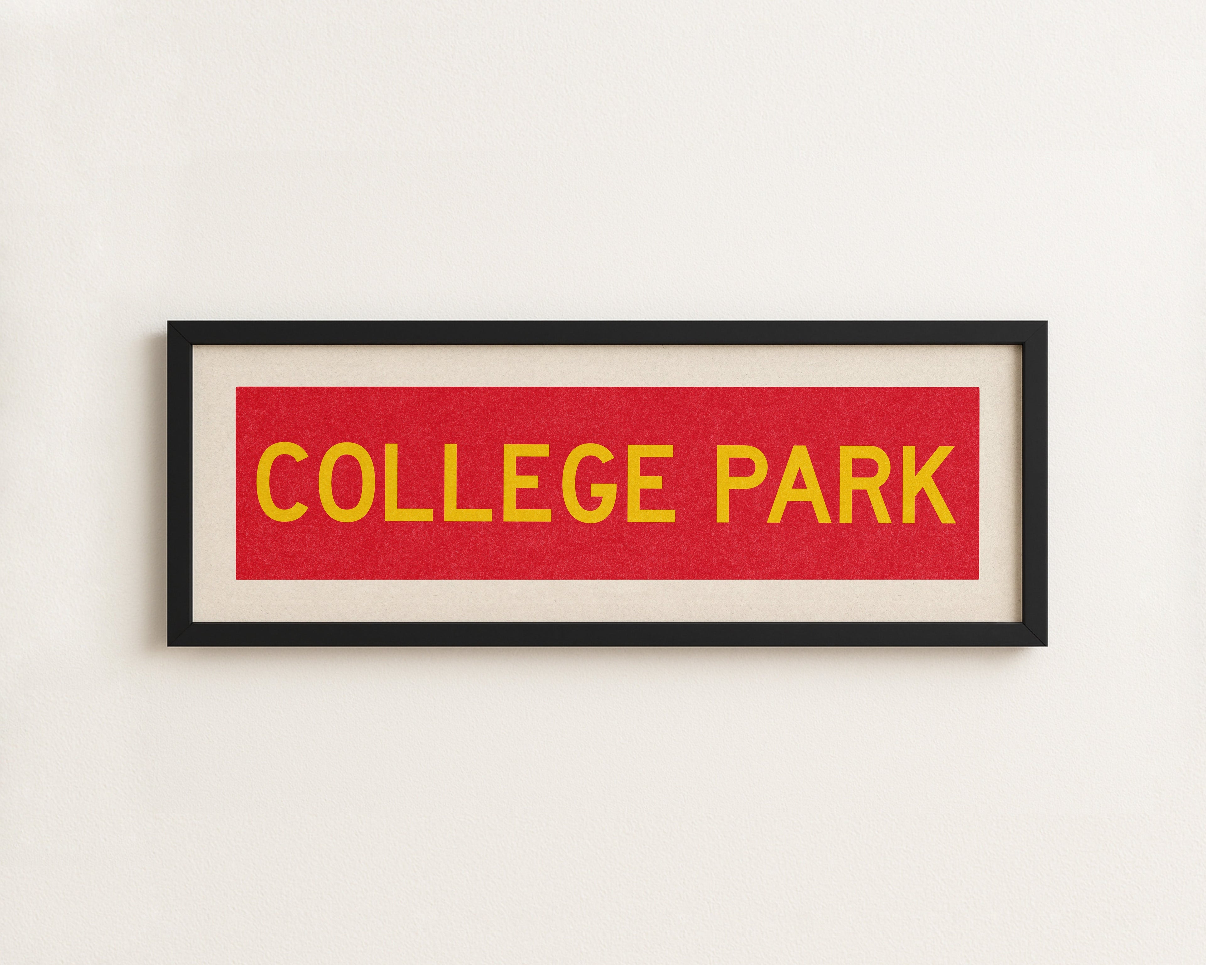 Framed College Park Red and Gold Bus Scroll
