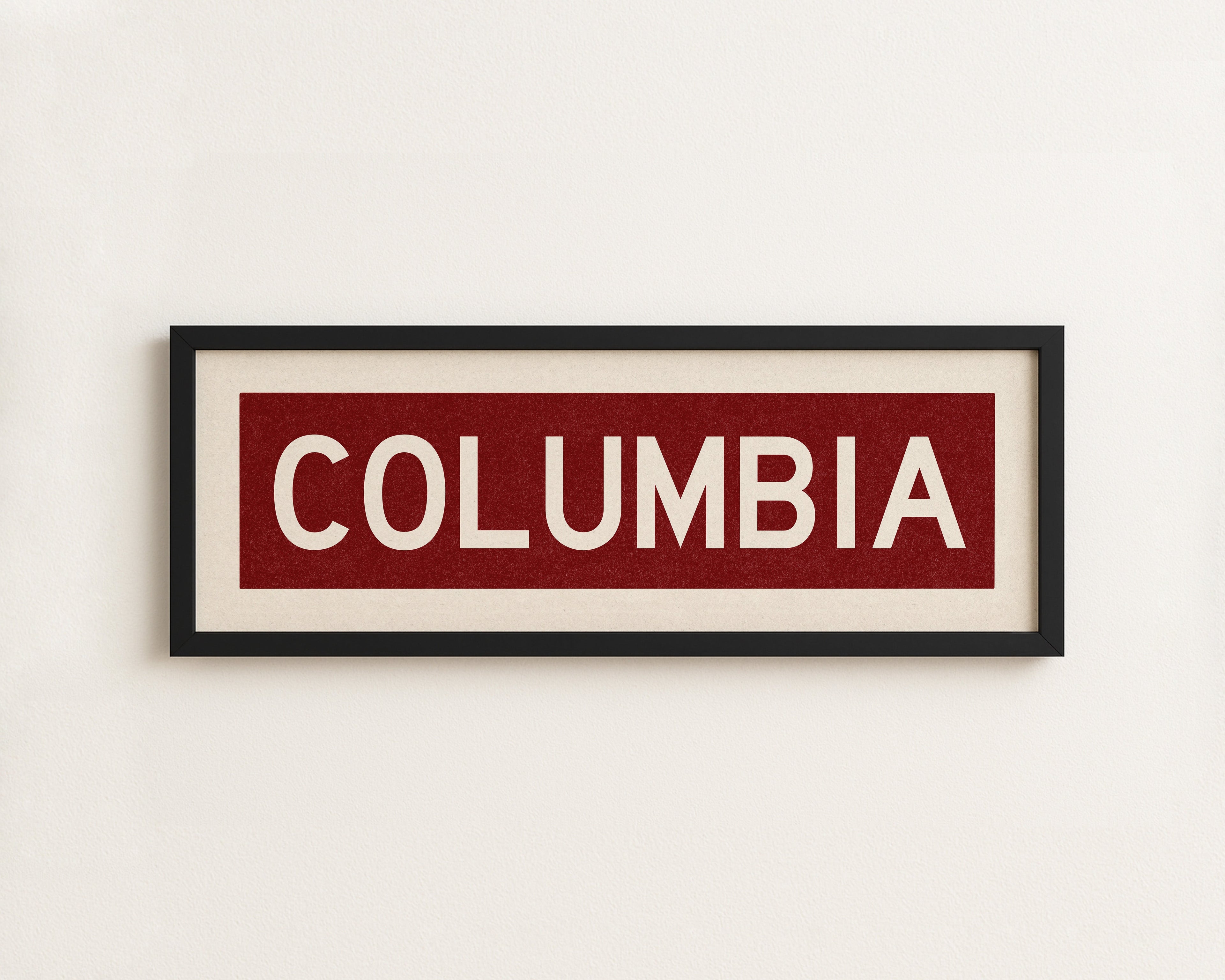 Framed Columbia Scarlet Bus Scroll