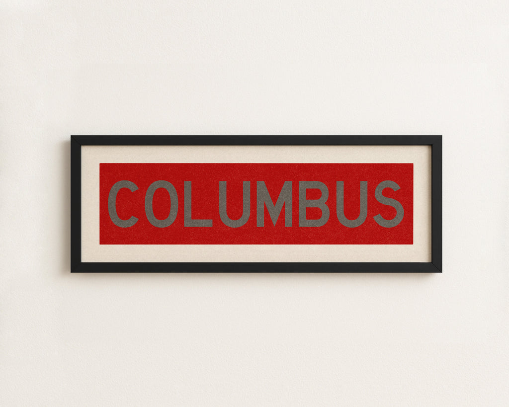 Framed Columbus Red Bus Scroll
