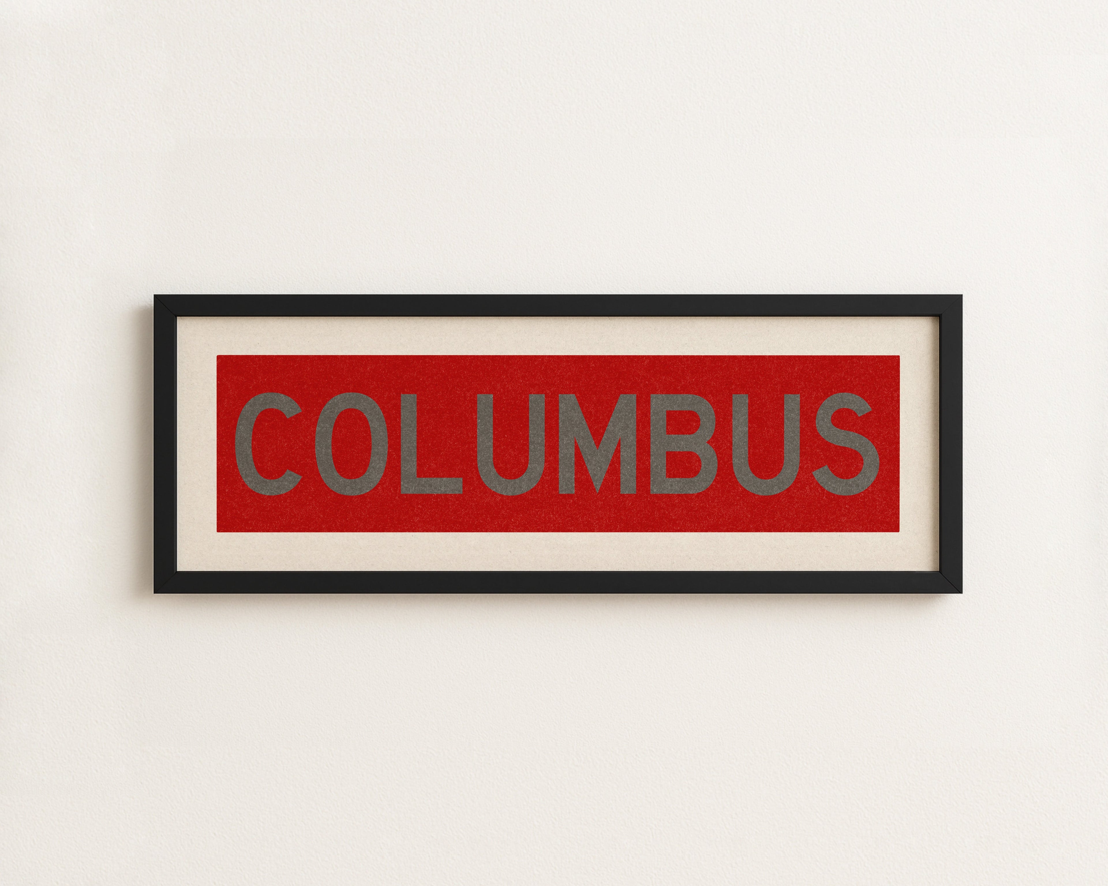 Framed Columbus Red Bus Scroll