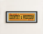 Framed Country & Western Cardio Gold Bumper Sticker Art Print