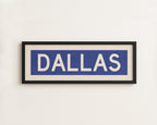 Framed Dallas Blue and White Bus Scroll