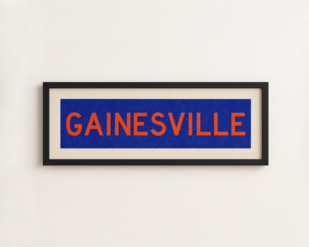 Framed Gainesville Blue Bus Scroll