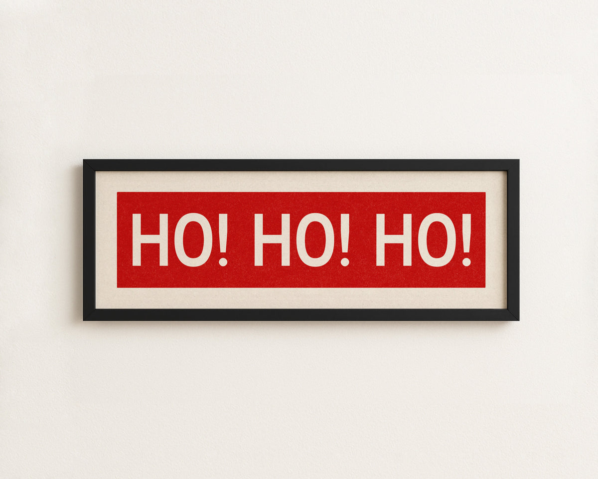 Framed Ho! Ho! Ho! Red Christmas Art Print