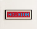 Framed Houston Baby Blue Bus Scroll