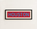 Framed Houston Baby Blue Bus Scroll