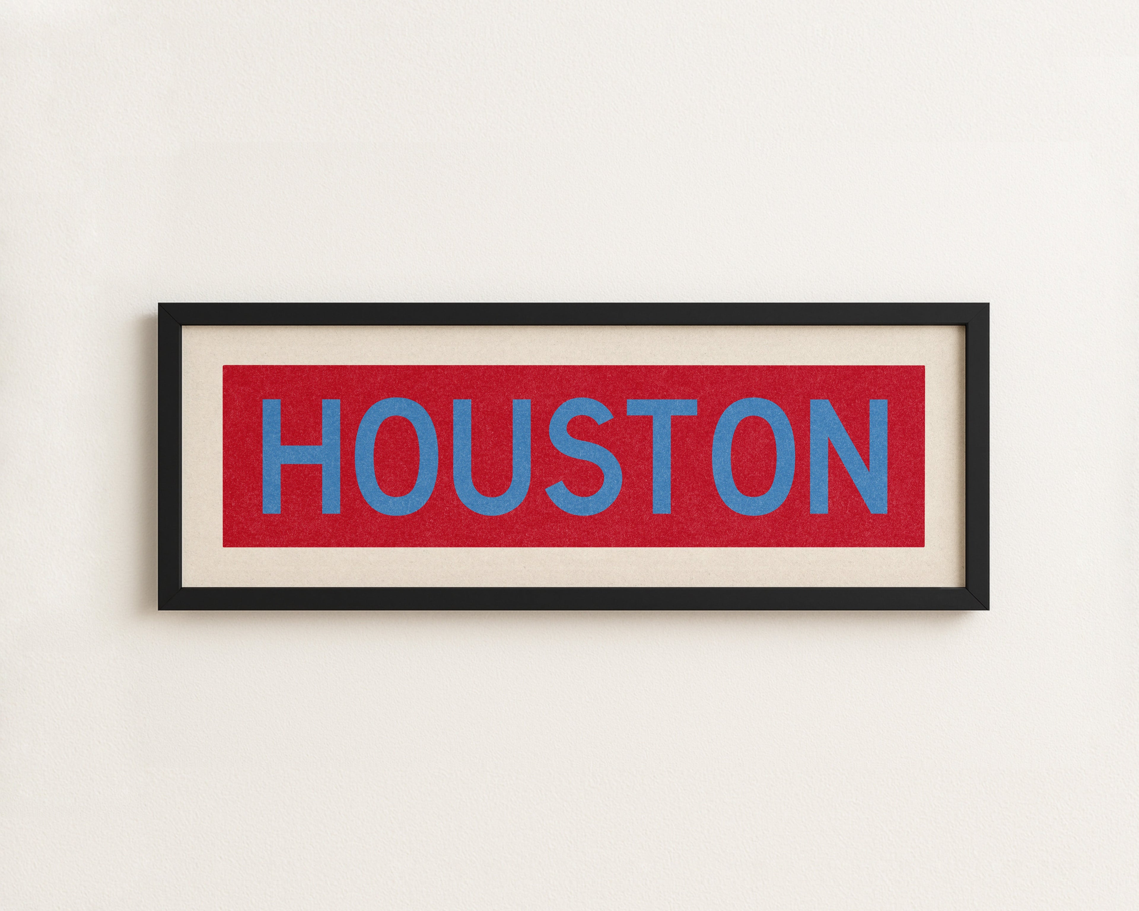 Framed Houston Baby Blue Bus Scroll