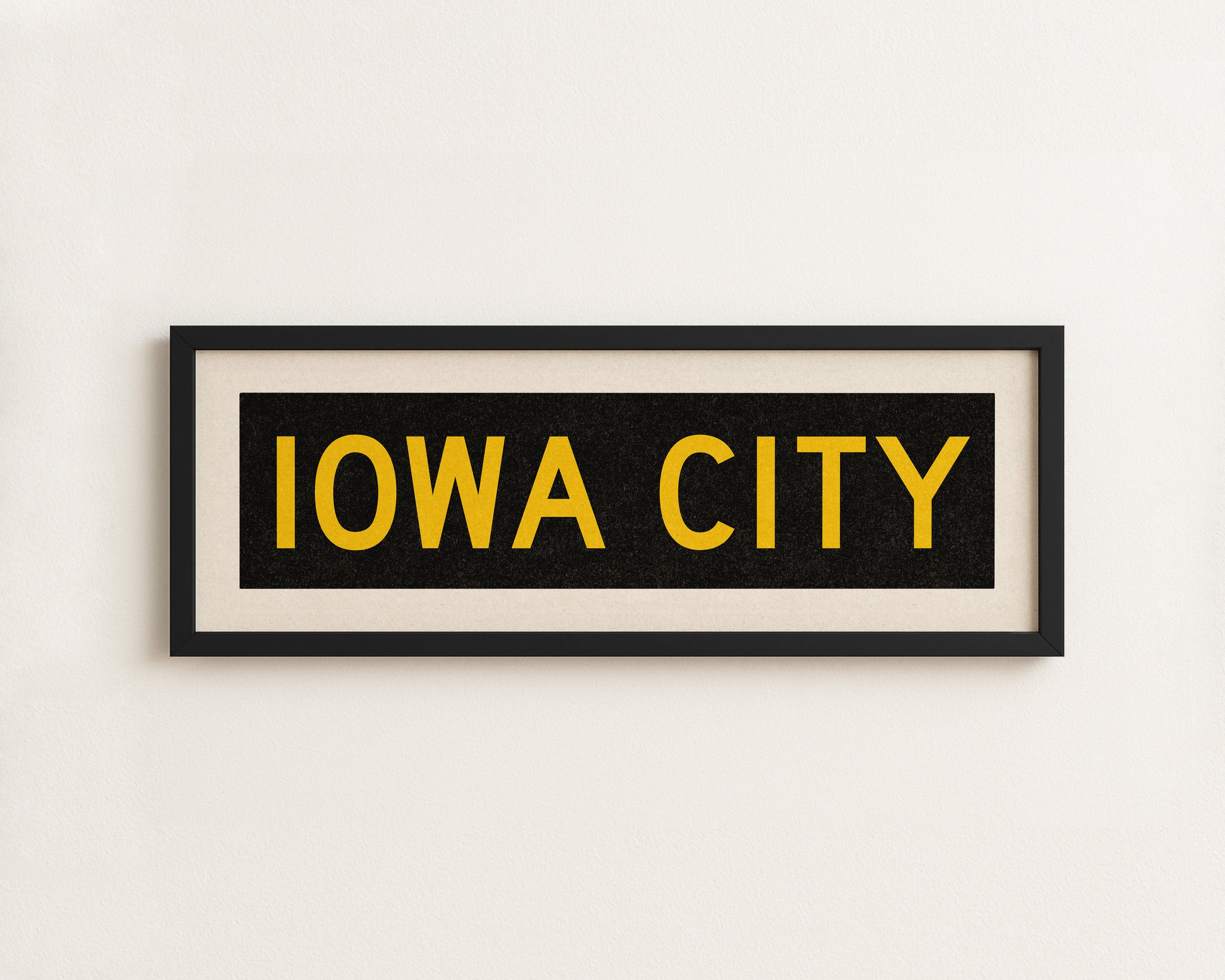 Framed Iowa City Black and Gold Bus Scroll