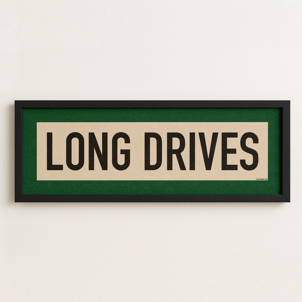 Framed Long Drives Golf Art Scroll Sign