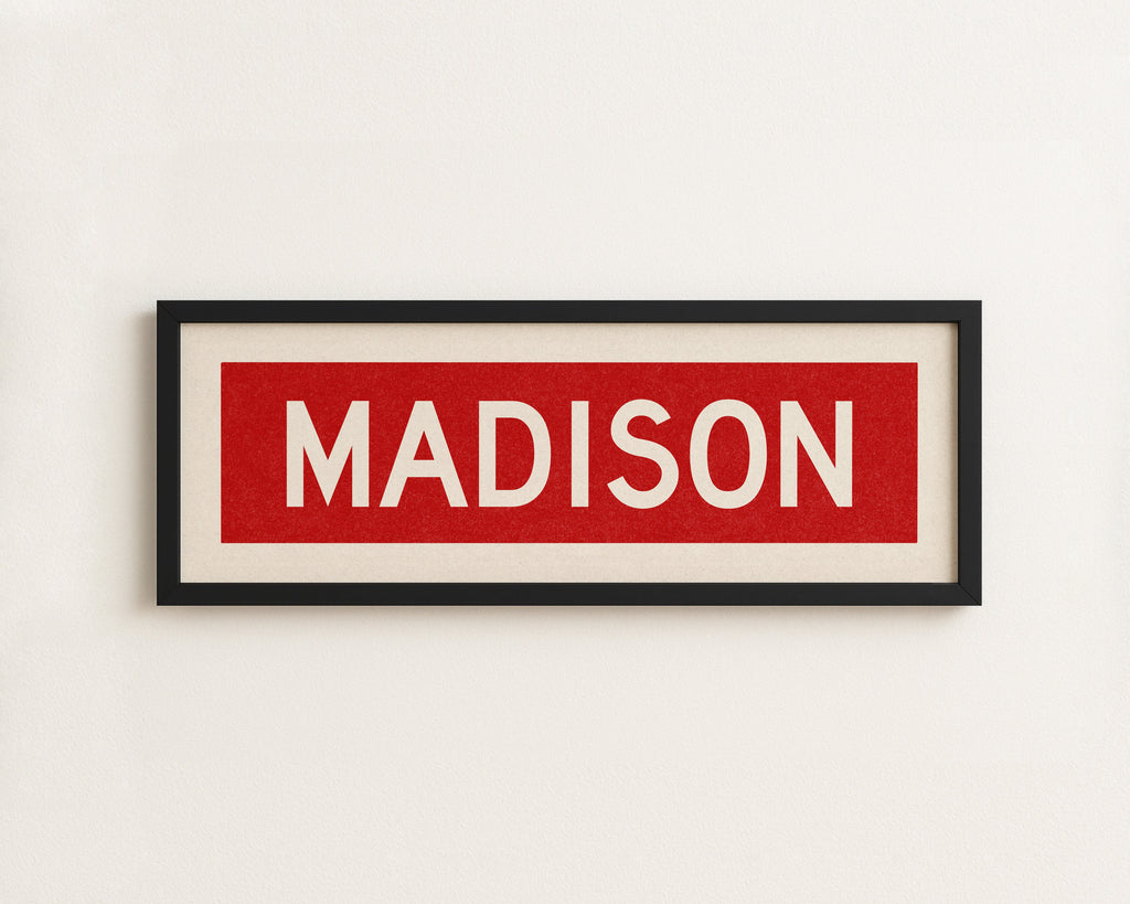 Framed Madison Red Bus Scroll